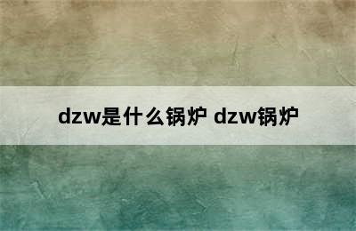 dzw是什么锅炉 dzw锅炉